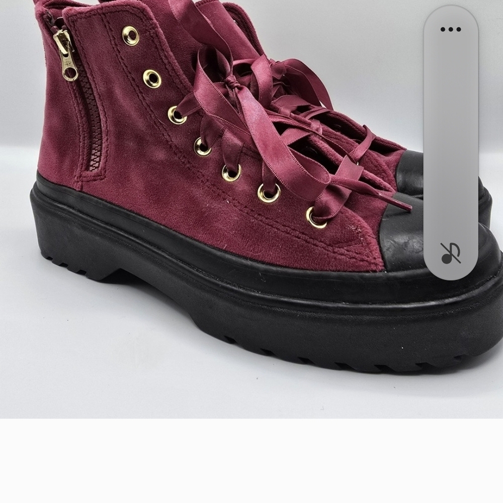 Converse Velvet Chic Burgundy Lace-Up Boots for Women